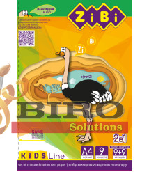 Set carton și hîrtie colorată, A4, 9 coli de carton + 9 coli de hartie Kids Line, ZIBI